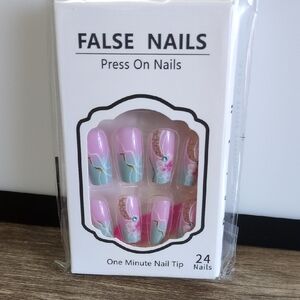 Pink Floral Press On Nails